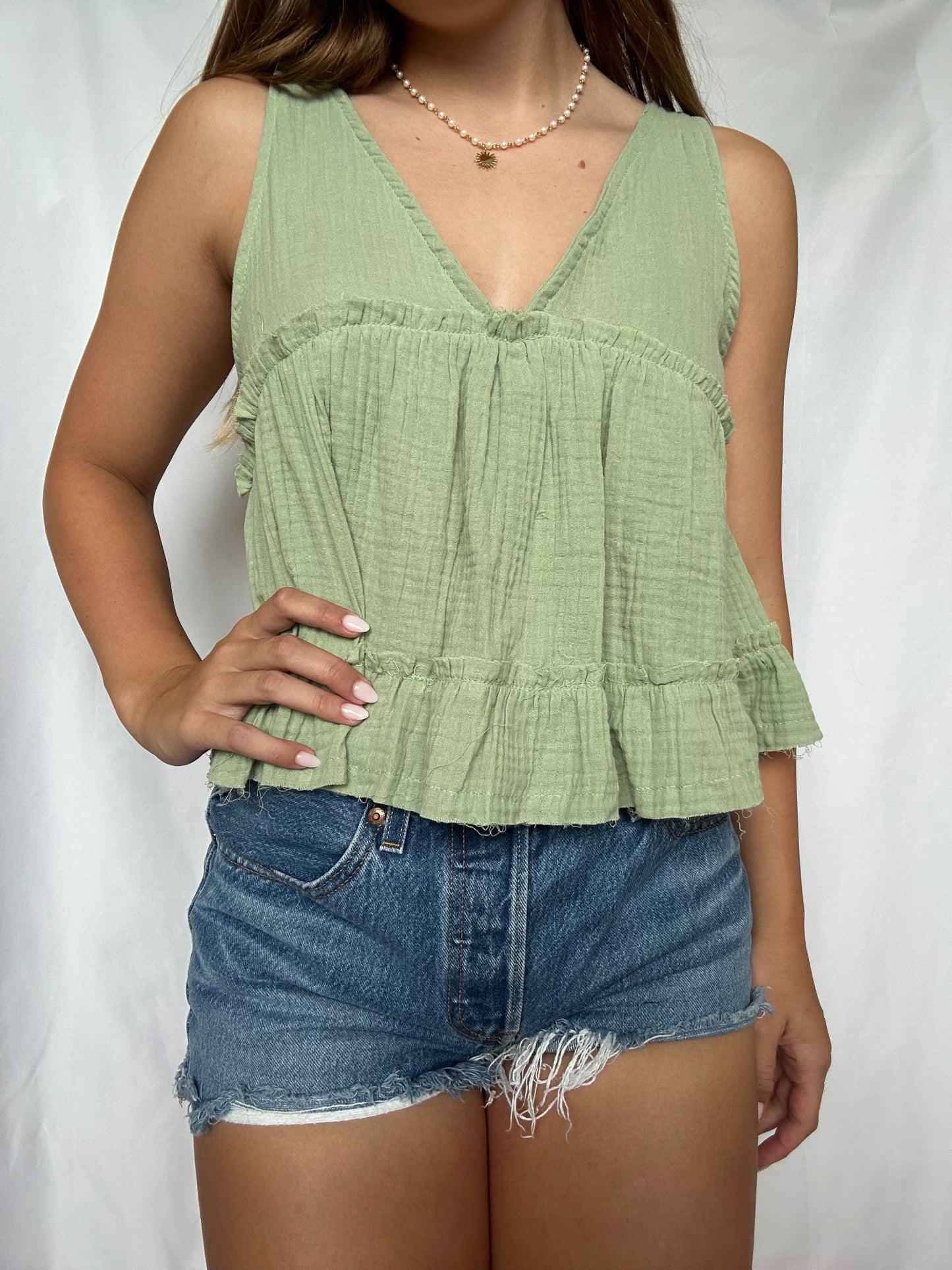 Green Gauze Top
