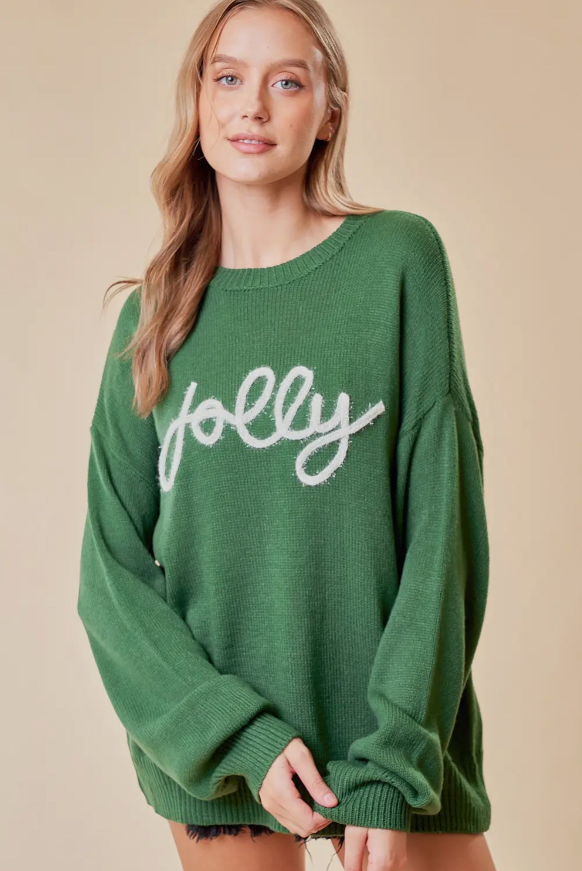 Jolly metallic embroidery sweater top