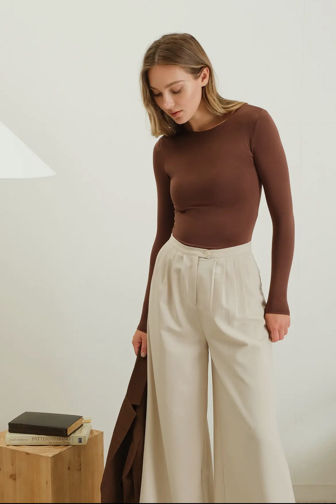 Coffee brown long sleeve top