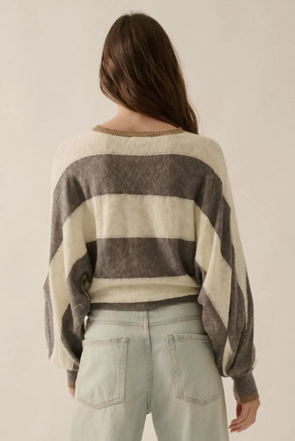 Long sleeve dolman sleeve striped sweater