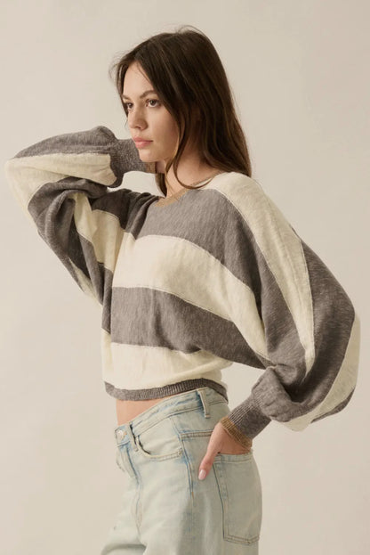 Long sleeve dolman sleeve striped sweater