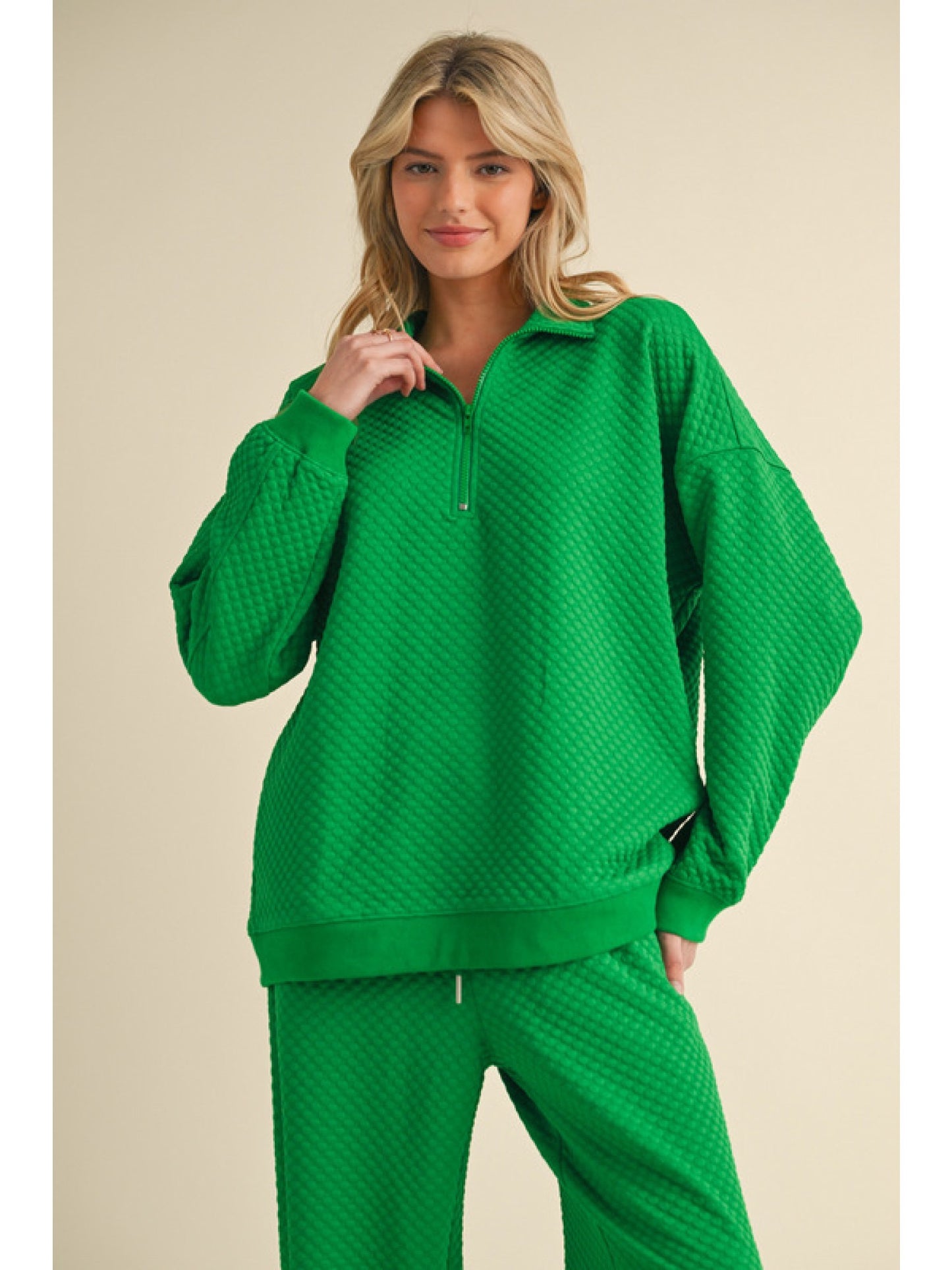 Green bubble quarter zip