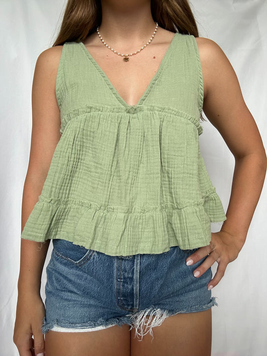 Green Gauze Top