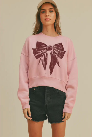 Ribbon Cropped Sweatshirt