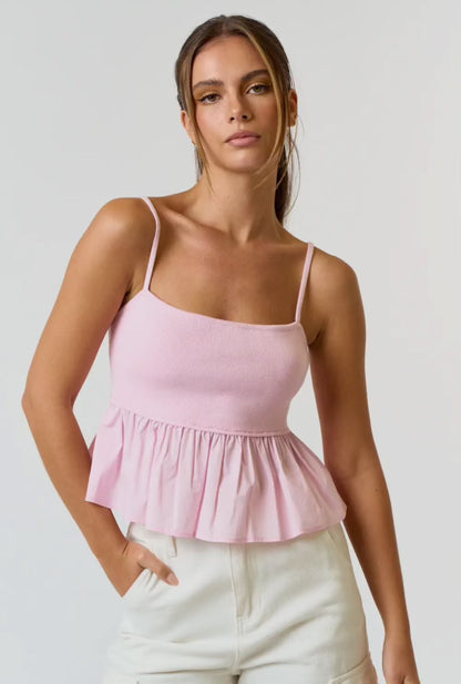 Pink Sleeveless Ruffle top