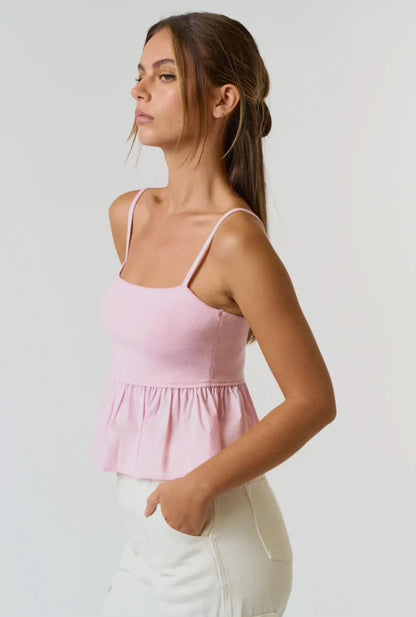 Pink Sleeveless Ruffle top