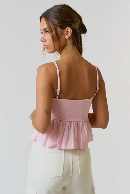 Pink Sleeveless Ruffle top